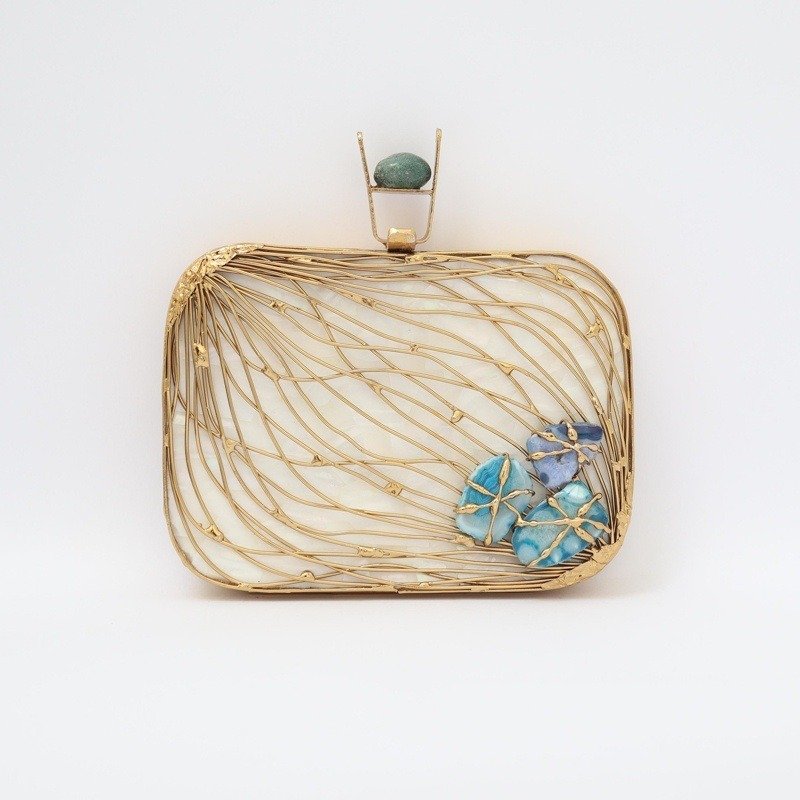 Clutch Deluxe Laquedivas Piedras Azules