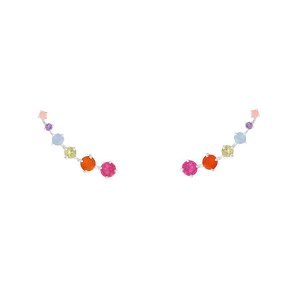 Pendientes Glam Trepadores Plata Multicolor