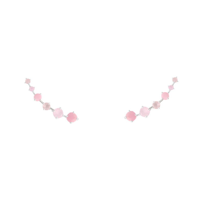 Pendientes Trepadores Glam Plata Rosa