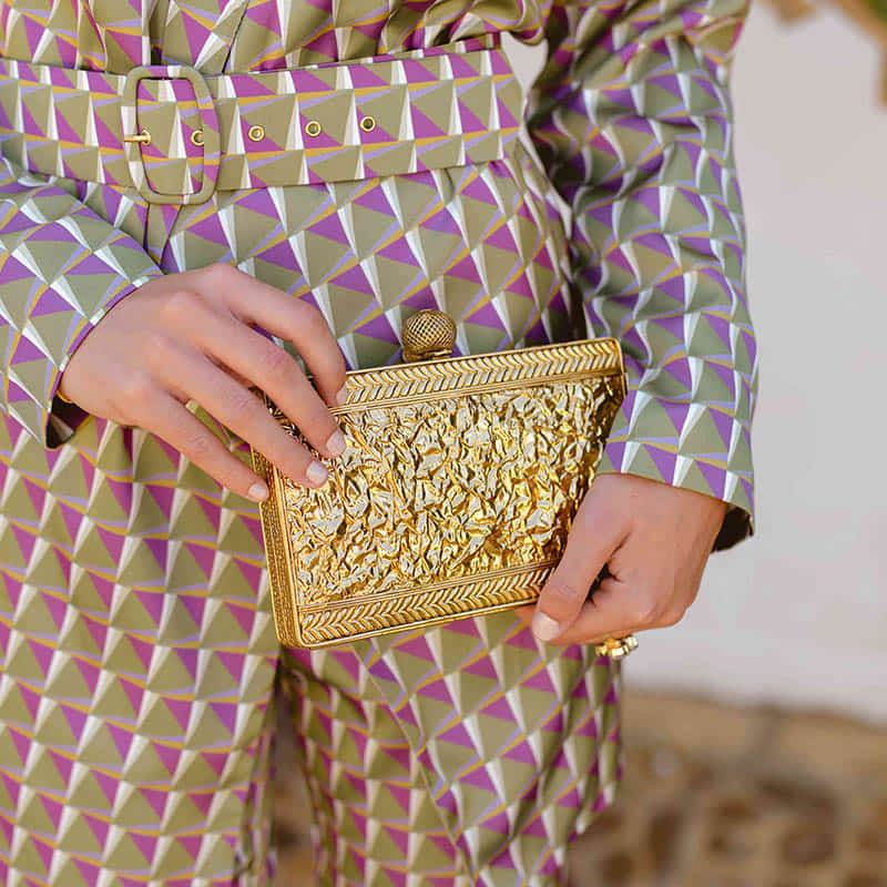 Clutch Deluxe Lines Gold Nácar