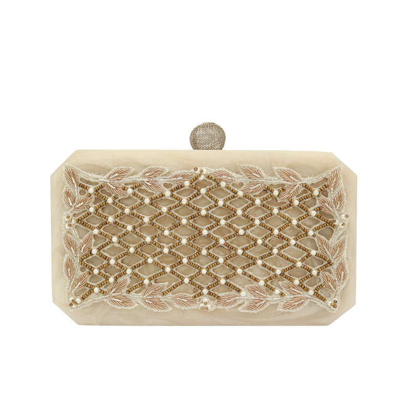 Clutch Dhau Beige Bordado