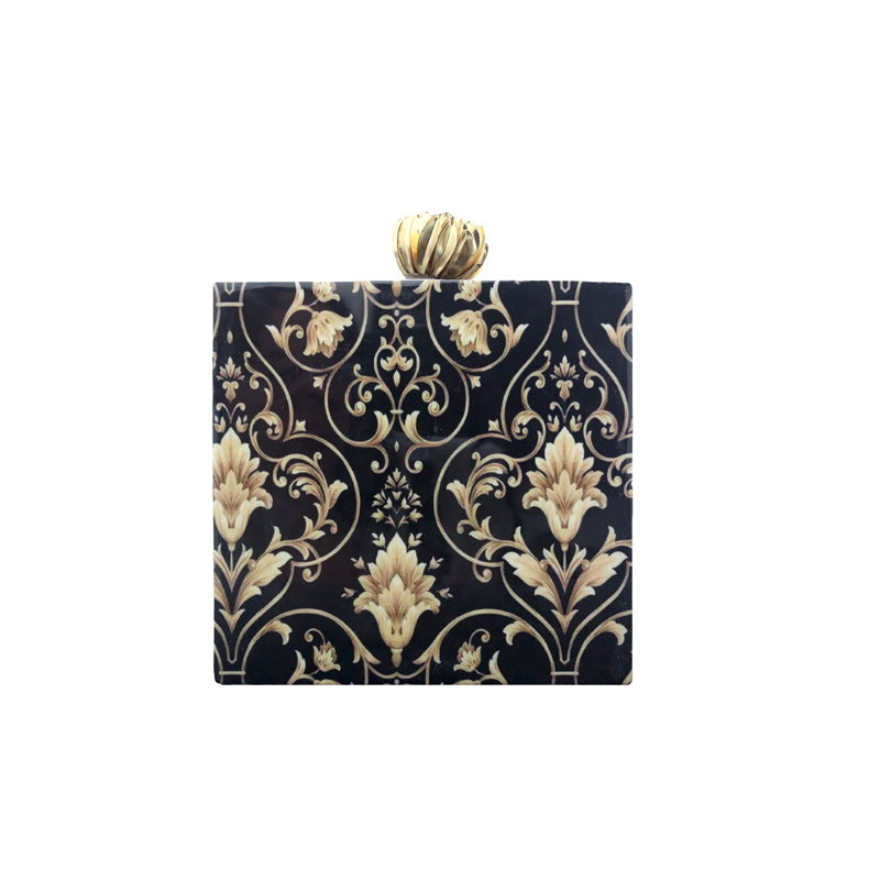 Clutch Print Loto Barroco Dorado y Negro