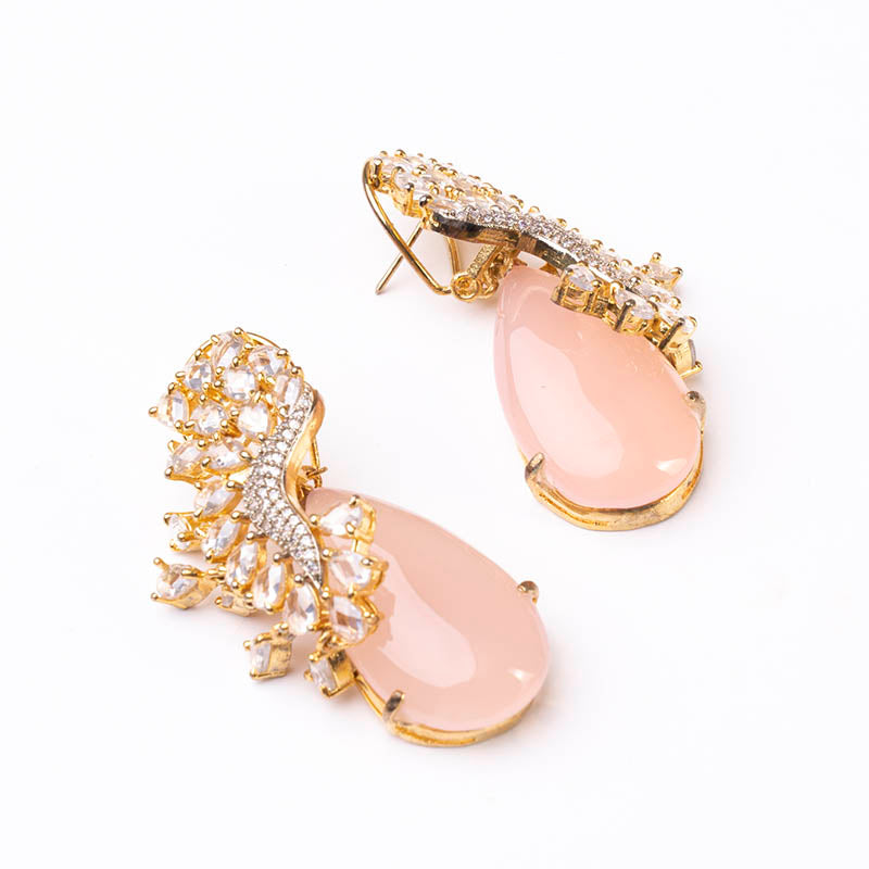 Vintage Pendientes Presea Rosa